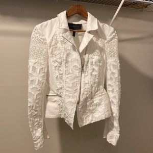 BCBG MAXAZRIA light jacket, unique lace detail, zip up